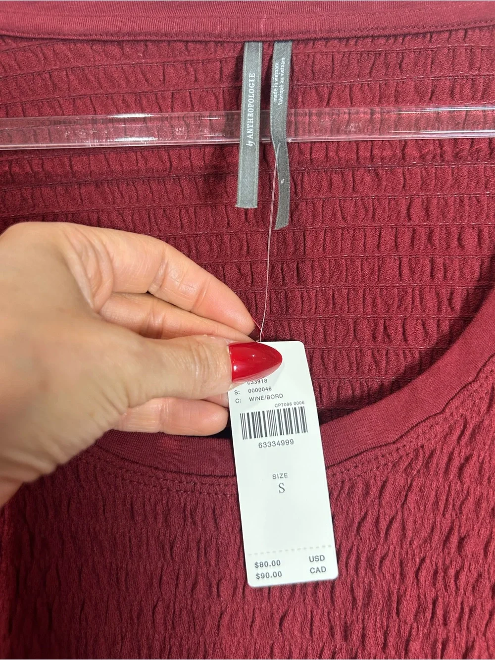 NEW By Anthropologie Blouse Top Smocked Bell Sleeve Red Sz Small Peasant Stretch